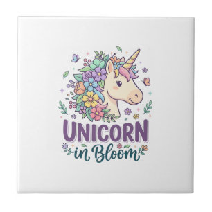 Carreau Licorne en fleurs, typographie gras, impression à