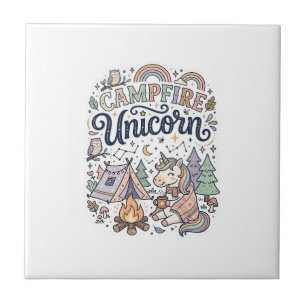 Carreau Licorne Feu de camp Licorne Autocollant vectoriel