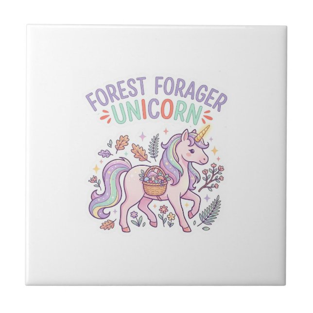 Carreau Licorne Forest Forager Licorne Conception Graphiqu (Devant)