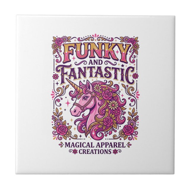 Carreau Licorne funky et fantastique design zazzle stylé_ (Devant)