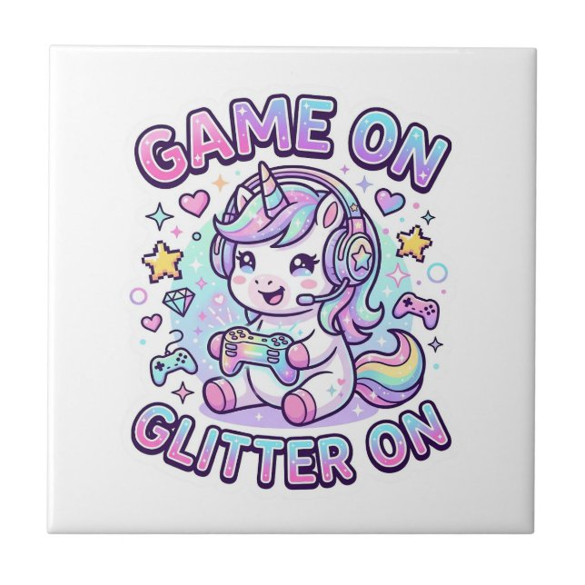 Carreau Licorne Jeu Sur Paillettes Sur Graphisme Marchandi (Devant)