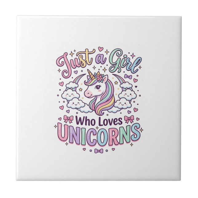 Carreau Licorne Juste une fille qui aime les licornes fond (Devant)