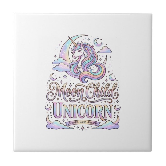 Carreau Licorne Lune Enfant Licorne Conception Originale Z (Devant)