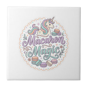 Carreau Licorne Macaron Magie Fantaisiste T-Shirt Design_1
