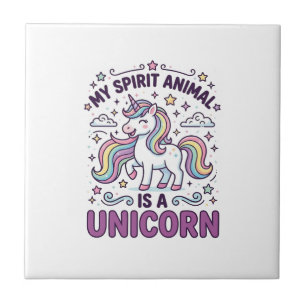 Carreau Licorne Mon Animal Spirituel Est une Licorne Typog