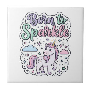 Carreau Licorne née pour briller Graphisme Merch Desig