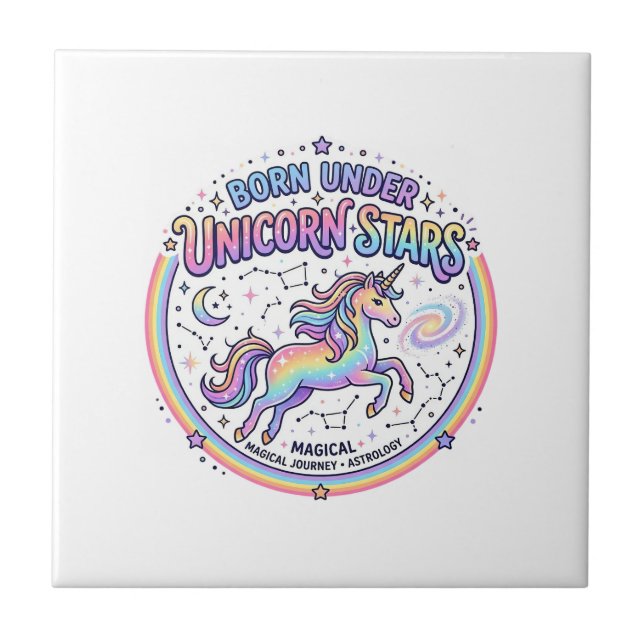 Carreau Licorne née sous les étoiles de licorne Impression (Devant)