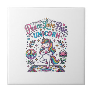 Carreau Licorne Paix Amour Pose Licorne Fond Blanc S