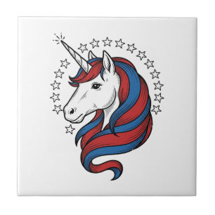 Carreau Licorne Patriotique Gravure Vintage Design Vectori