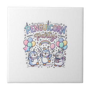 Carreau Licorne Penguicorn Party Premium Vecteur Vecteur D