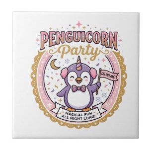 Carreau Licorne Penguicorne Fête POD Prêt Design Zazzle_1