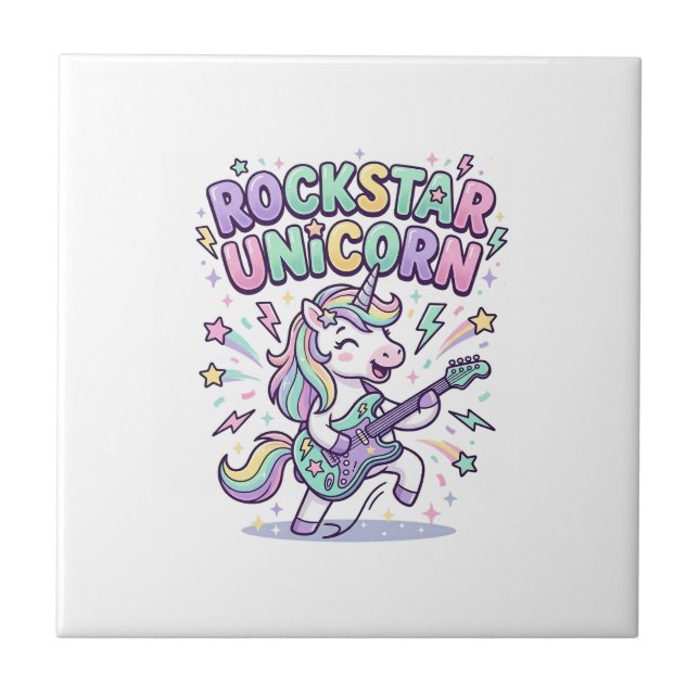 Carreau Licorne Rockstar Licorne Charmant Vêtements Graphi (Devant)
