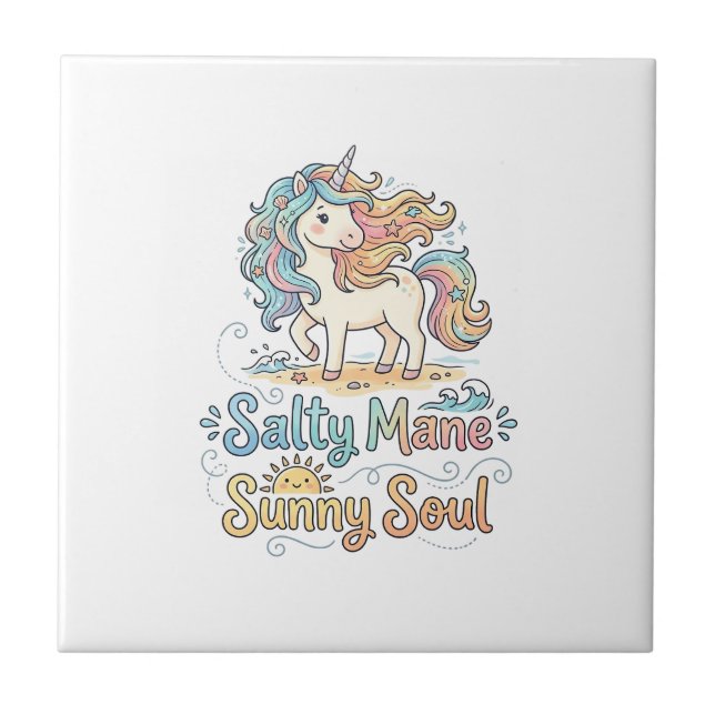 Carreau Licorne Salée Crinière Âme Ensoleillée Conception  (Devant)