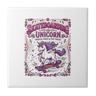 Carreau Licorne skateboard Licorne élégant fond blanc
