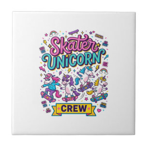 Carreau Licorne Skater Licorne Crew Rétro Style Imprimé su