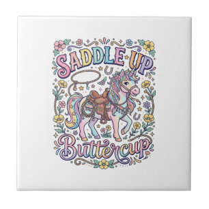 Carreau Licou de licorne papillon coloré fond blanc