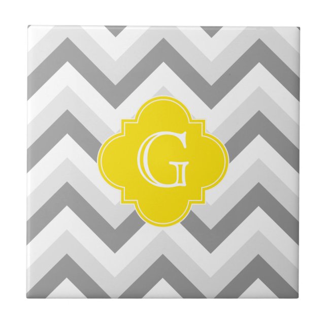 Carreau Lieutenant Two Grey White Chevron Yellow Monogram (Devant)