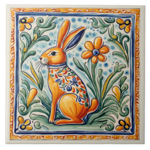 Carreau Lièvre lapin lapin méditerranéen lapin folle Art a