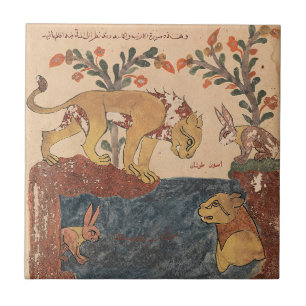 Carreau Lièvre Lion Renaissance indienne Fable Ce