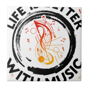Carreau Life is Better With Music Notes Musicien Musique L