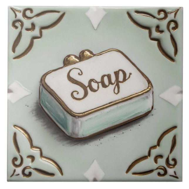 Carreau Light Mint Blue Bar de savon Funny Toilettes Salle (Devant)