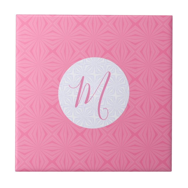 Carreau Light Pink Squiggly Squares Personalized Initial  (Devant)