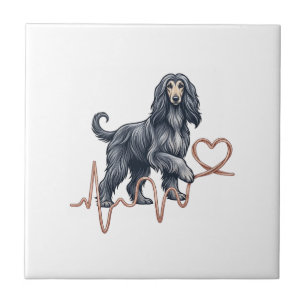 Carreau Ligne de battement de coeur de chien Afghan Hound