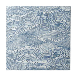 Carreau Ligne d'onde indigo Art