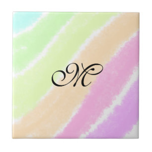 Carreau Lignes d'aquarelle stripe arc-en-ciel ajouter votr