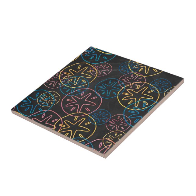 Carreau Lignes de Dollar de Sable Rouge Jaune Bleu (Côté)