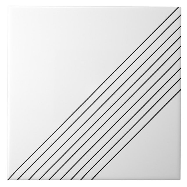 Carreau Lignes Diagonales Élégantes Sur Blanc (Devant)