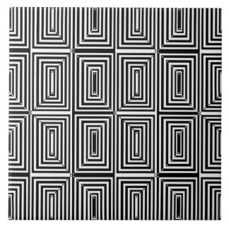 Carreau Lignes et points d'art fin optique en noir et blan