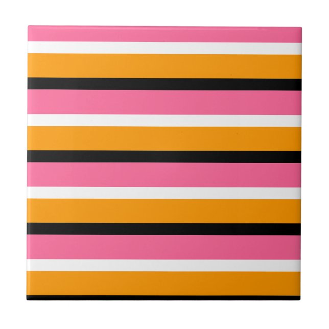 Carreau Lignes horizontales en bandes orange rose (Devant)