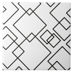 Carreau Lignes modernes à la mode noir et blanc géométriqu