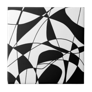 Carreau Lignes noires et blanches, motif d'impression coul
