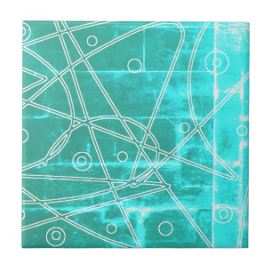 Carreau Lignes turquoise art Abstrait Cercles Minimalisme
