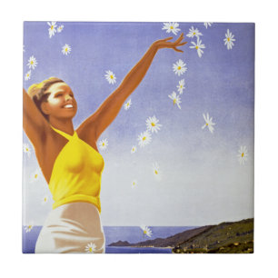 Carreau Ligure père Noël Margherita avec marguerites