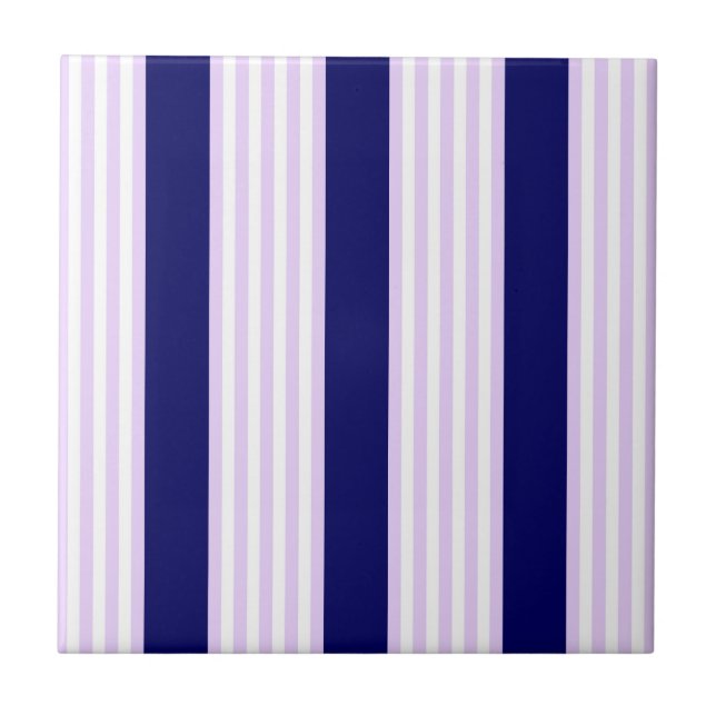 Carreau Lilac et rayures blanches motif avec bleu marine (Devant)