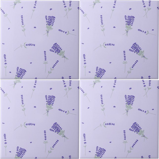 Carreau Lilas Violet Lavande Botanique Florale (Lavender Purple Wildflower Floral Botanical Ceramic Tile)