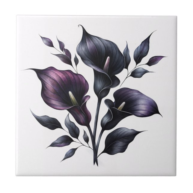 Carreau Lilies d'Arum Noirs Gothiques (Devant)