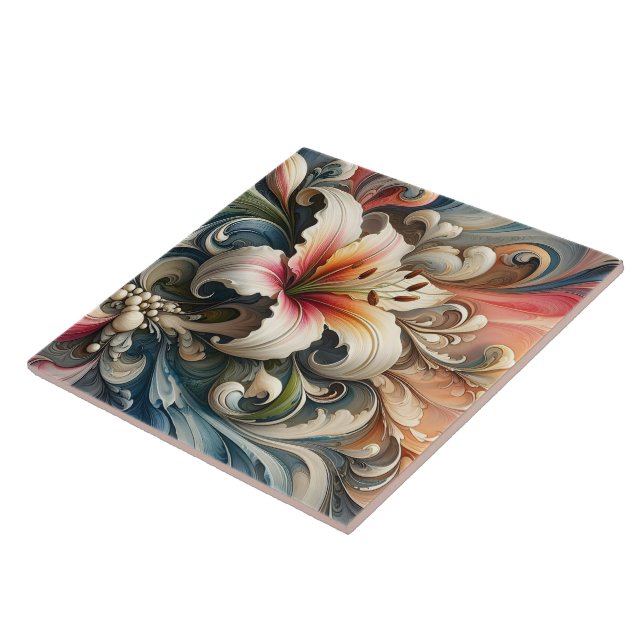 Carreau Lily entourée de Motifs colorés (Côté)