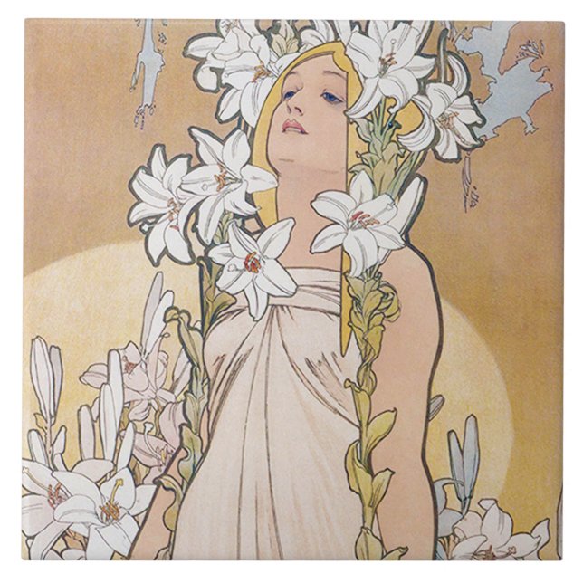 Carreau Lily (quatre fleurs), Alphonse Mucha (Devant)