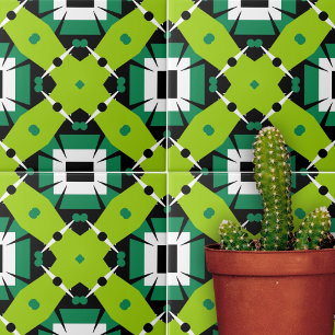 Carreau Lime Green Moderne Mosaïque Abstraite géométrique