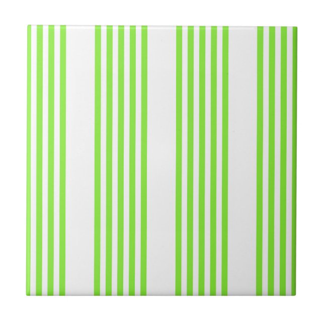 Carreau Lime vert et blanc cinq bandes motif (Devant)
