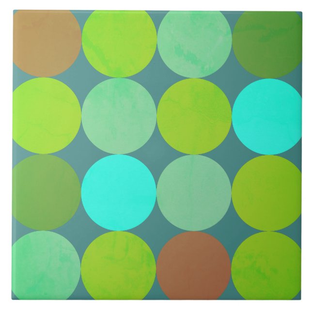 Carreau Lime Vert Turquoise Turquoise & Rust Cercles (Devant)