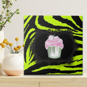 Carreau Lime vert zèbre imprimé Sweet sixteen Cupcake rose
