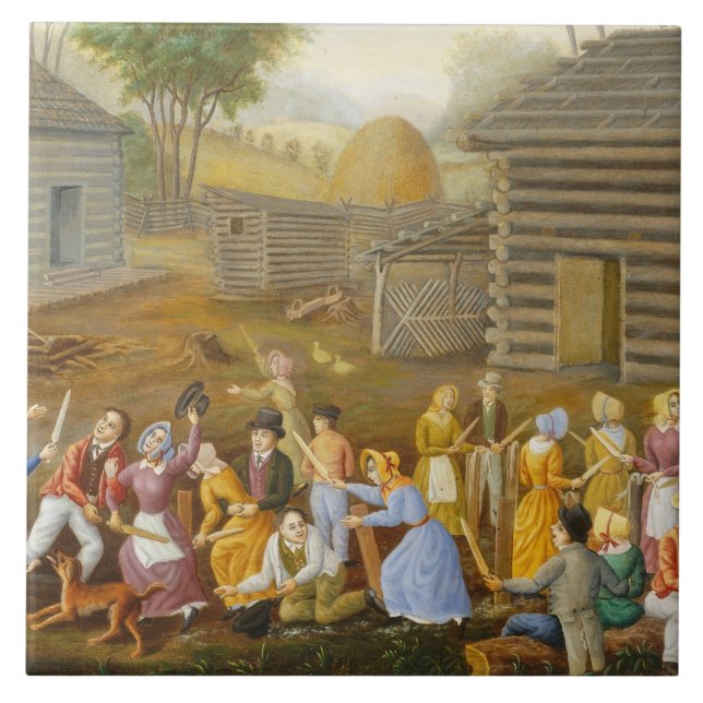 Carreau Lin teillant l'abeille, 1885 (huile sur le coutil (Devant)