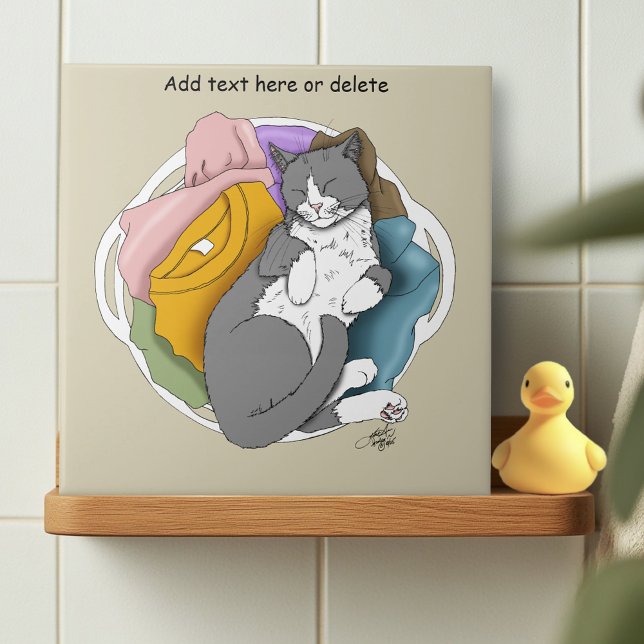 Carreau Linge Cheveux de Chat Gris Blanc (Créateur téléchargé)