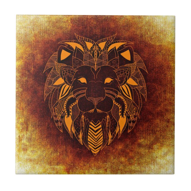 Carreau Lion animal sauvage abstrait (Devant)