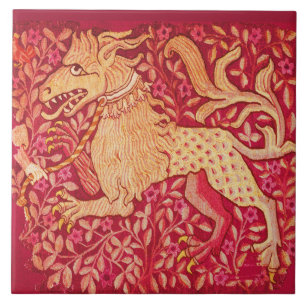 Carreau Lion BESTIAIRE MÉDIÉVAL Comme la bête en rouge